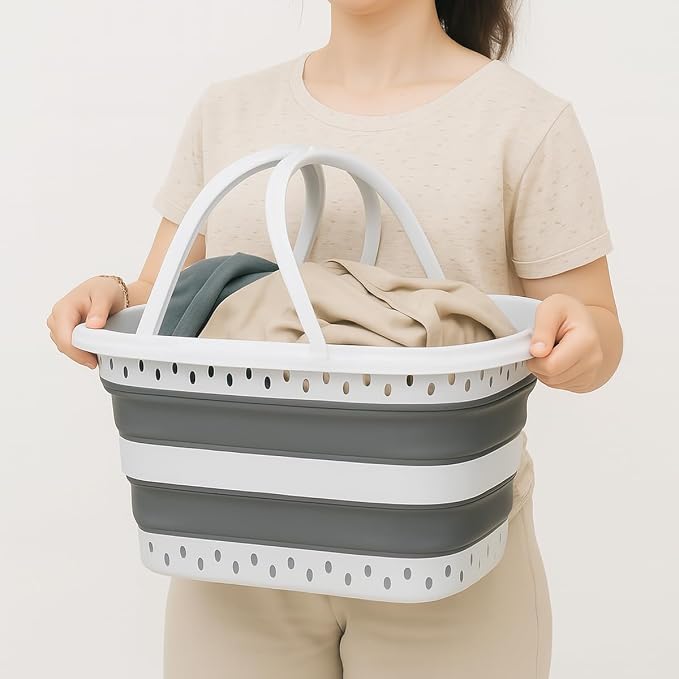 Collapsible Plastic Laundry Basket - Image 3