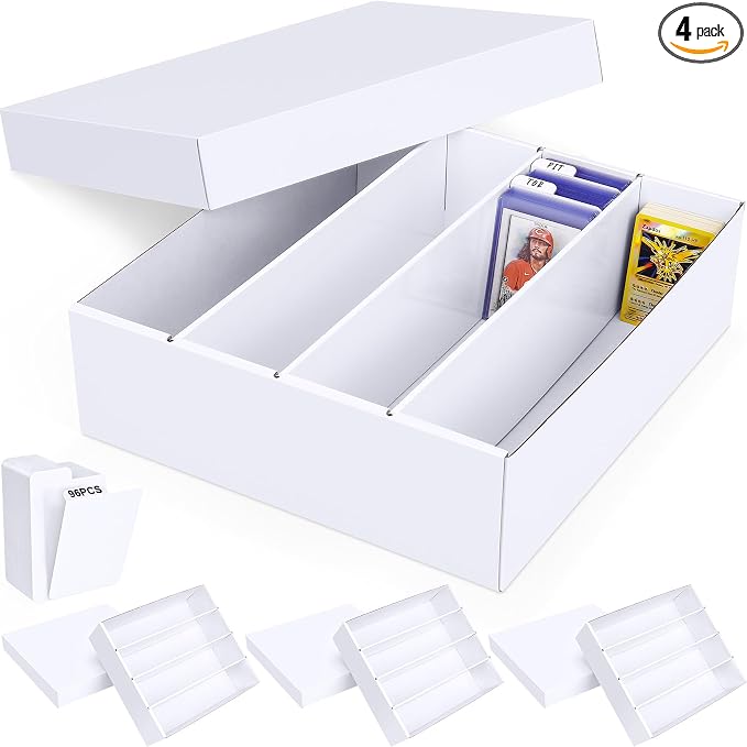 Trading Card Storage Box, 4 Pack 3200 Count Cardboard Storage Box by Leyzan