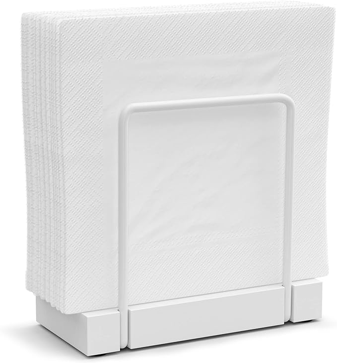 Napkin Holder for Table, Bamboo Iron Standing Napkin Dispenser for Kitchen by Wican