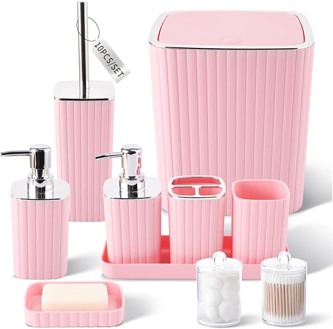 Pink Bathroom Accessories Set by BetterbathroomwithXLHOME