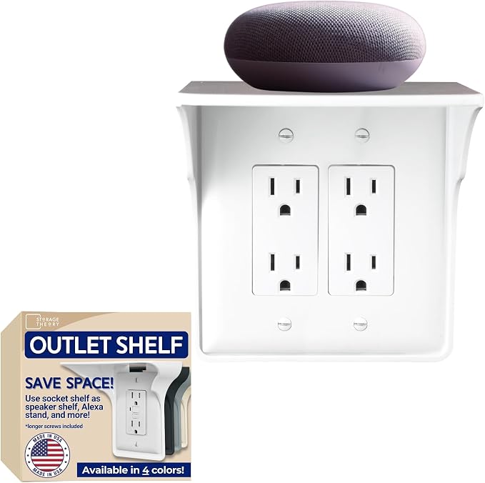 Power Perch Double Wall Outlet Shelf by StorageTheory