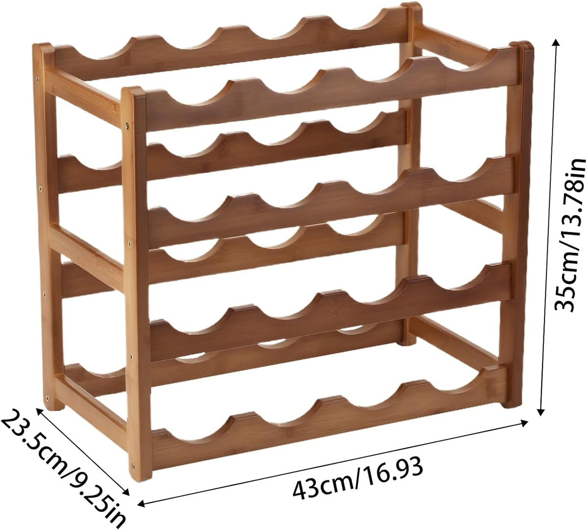 Wine Rack Storage,Bamboo Wine Racks Cabinet Shelf,4-Tier 16 Bottles