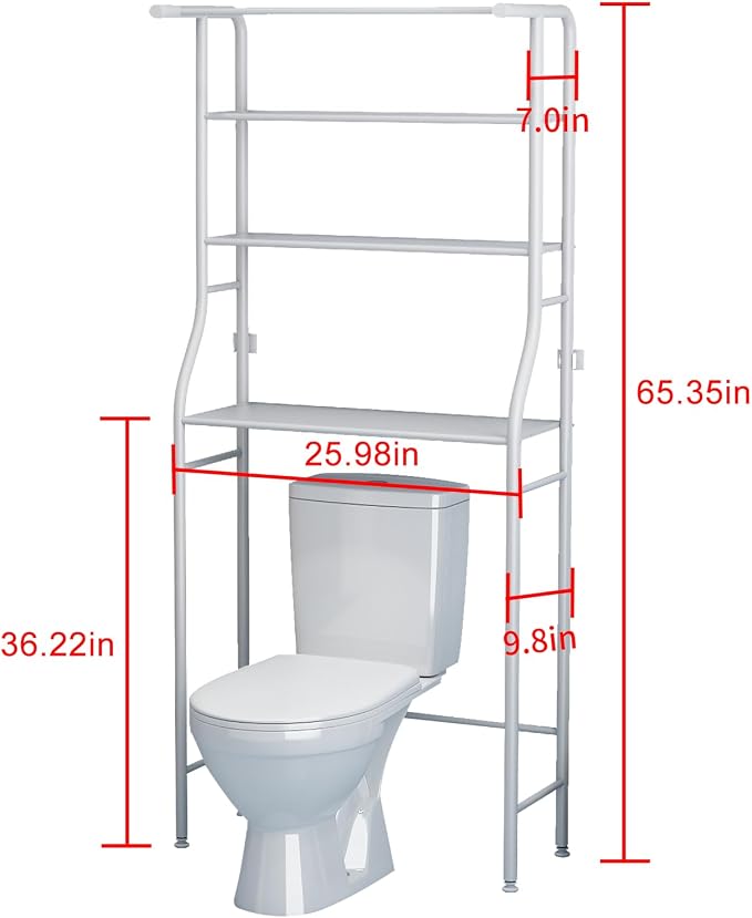 UDEAR 3-Tier Over The Toilet Rack, Bathroom Shelf Space Saver, Corner Stand - Image 3
