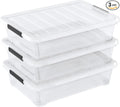 40 Quarts Clear Stackable Underbed Box, Shallow Underbed Bins by Yarebest