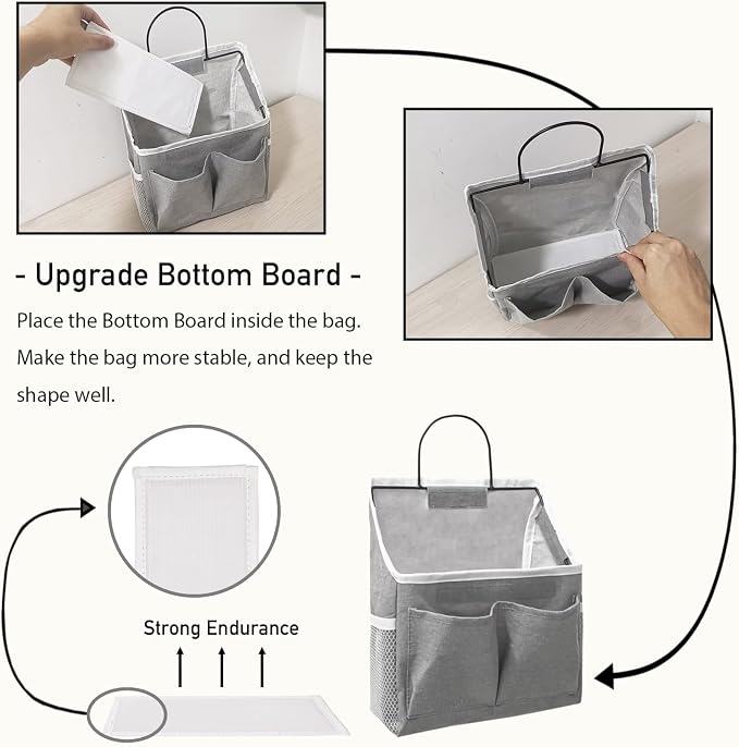 3pcs Small Wall Hanging Organizer Bag, Linen Fabric Door Hanging Storage Basket - Image 4