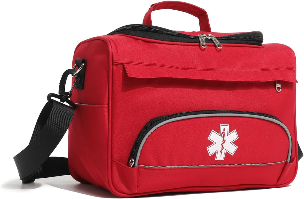 Empty Red First Responder Bag On Call Trauma Bag EMT First Aid Carrier
