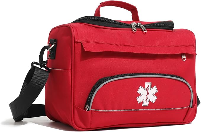 Empty Red First Responder Bag On Call Trauma Bag EMT First Aid Carrier - Image 6
