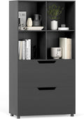 GOFLAME 4-Tier Bookcase with 2 Drawers, 51” Tall Bookshelf with 4-Cube Open by GOFLAME