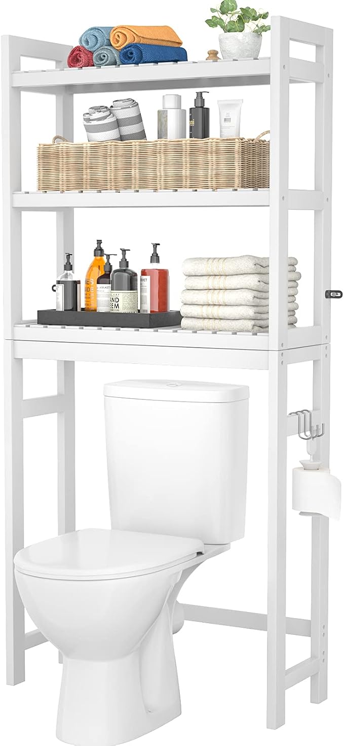 Homykic Over The Toilet Storage, Bamboo Over Toilet Bathroom Organizer Rack by Homykic