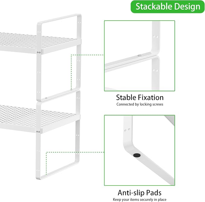 Expandable Cabinet Storage Shelf Stackable Organizer Rack - Image 4