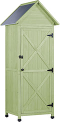 Wooden Outdoor Storage Cabinet, Tall Vertical Garden Tool Shed by FTCBNet