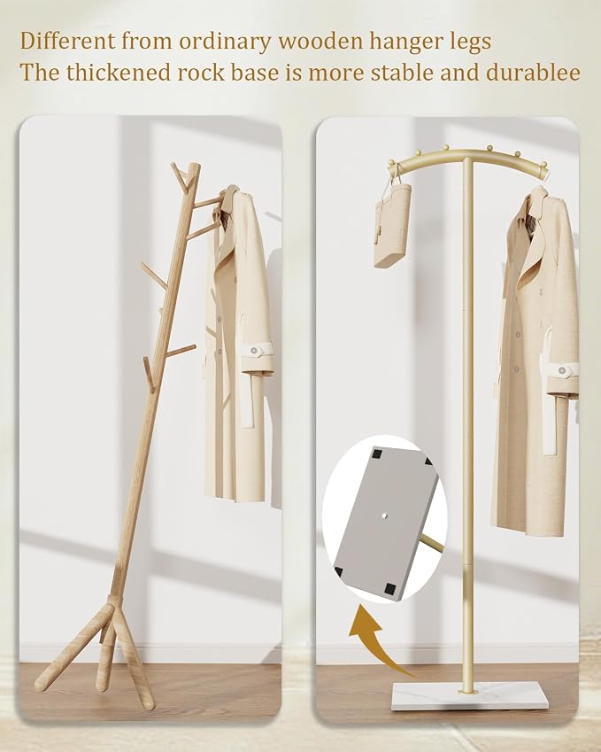 Arcuate Garment Rack, T-shaped Coat Tree Freestanding, Metal Coat Racks - Image 7