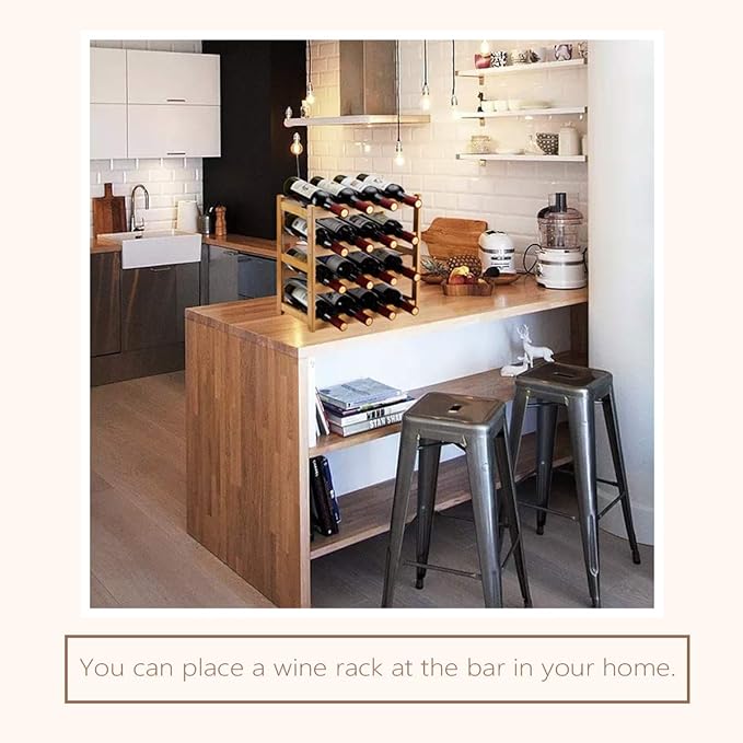 Bamboo Wine Rack, Sturdy and Durable Countertop Wine Storage Cabinet Shelf - Image 2