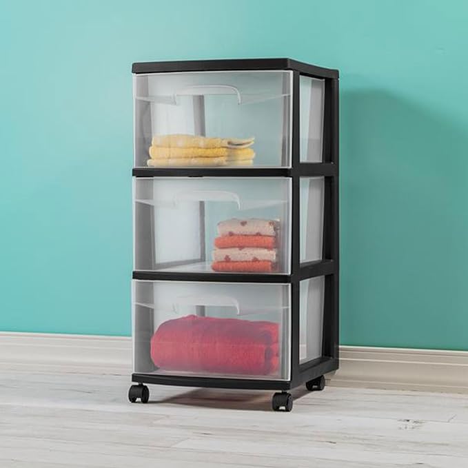 Sterilite 4-Pack 3-Drawer Rolling Plastic Storage Cart, or Dorm Portable - Image 2