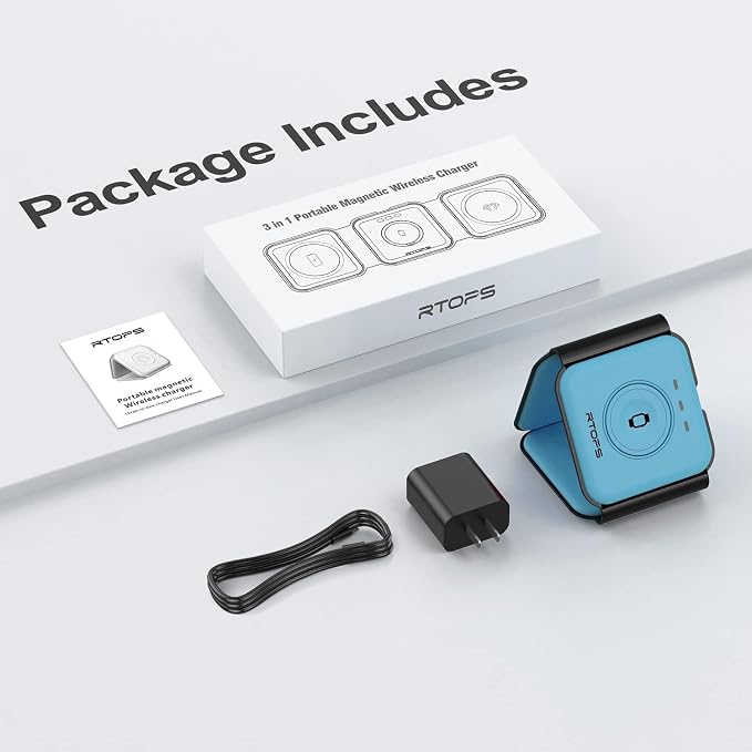 Wireless Charger 3 in 1, RTOPS Magnetic Travel Wireless Charging Station - Image 7