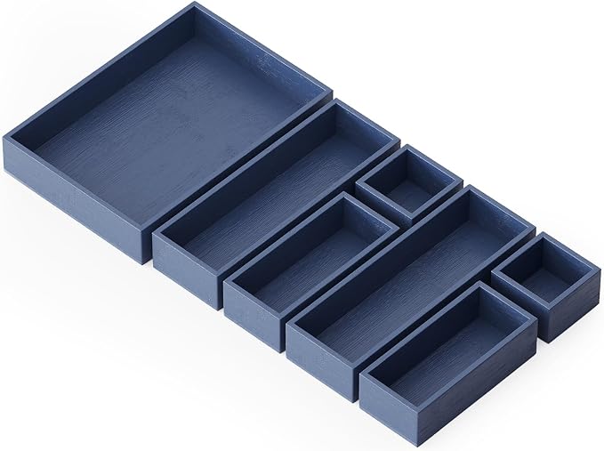 SpaceAid 7-Piece Bamboo Drawer Organizer Storage Boxes Set, Wood Tray Junk by SpaceAid