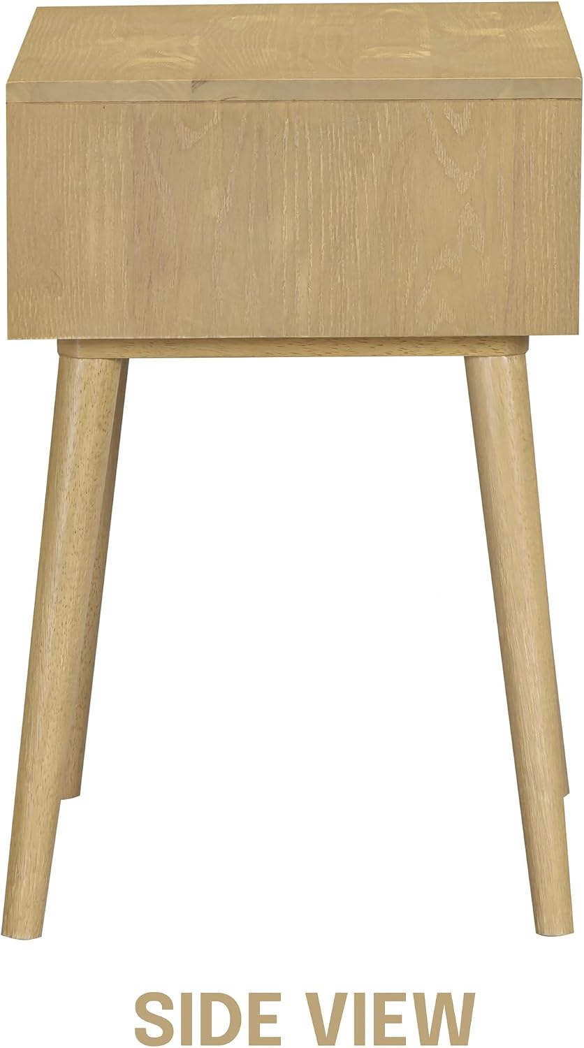 Zoe Solid Wood Nightstand, Mid Century Modern Side Table Bedroom