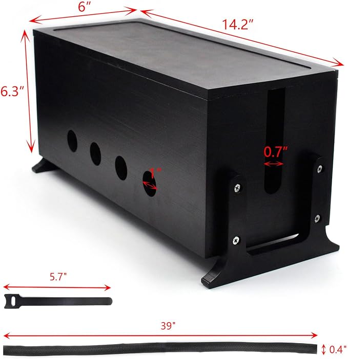 Large Cable Management Box, Wood Cord Hider Box & Organizer - Image 3