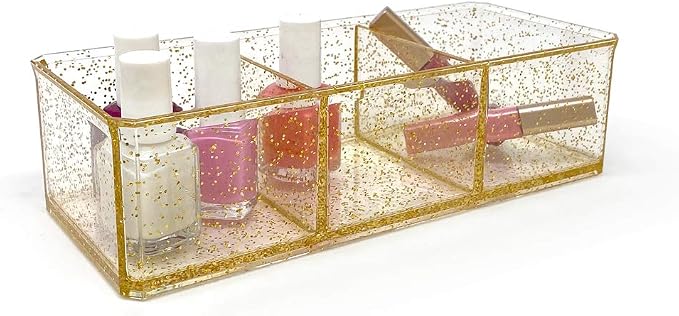 Isaac Jacobs Clear Acrylic 3 Section Organizer- Three Compartment Drawer Tray - Image 5