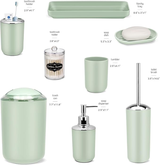 IMAVO Bathroom Accessories Set, 9 Pieces Bathroom Accessory Set, Qtip Holders - Image 3