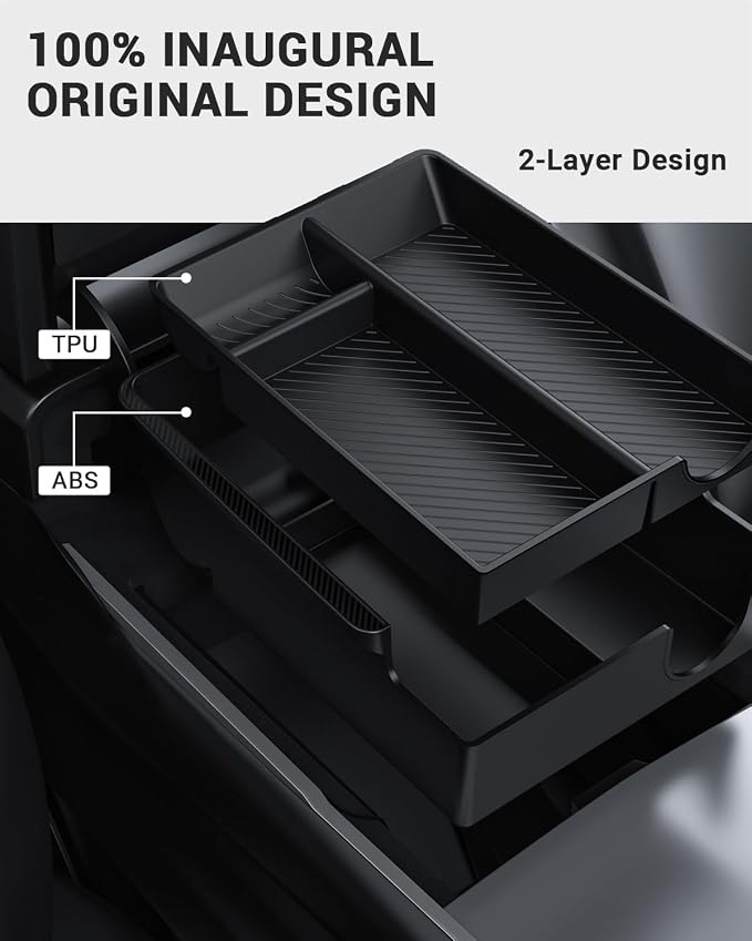 BASENOR 2021-2024 Tesla Model Y Model 3 Armrest Storage Box Console Organizer - Image 4