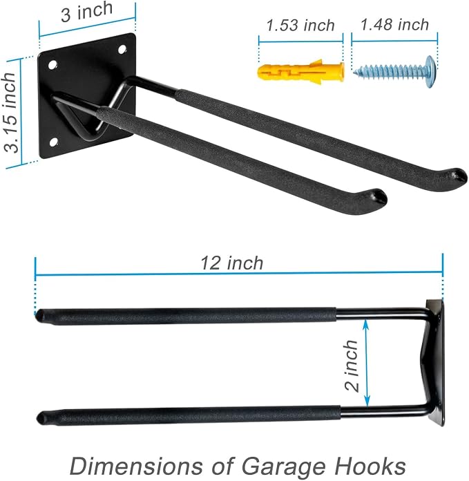2Pcs Shovel Holder Wall Mount, Ladder Hangers, Rake Racks, Large Garden Tool - Image 6