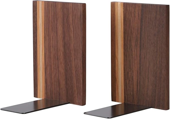 Muso Wood Artist Bookends, Decorative Bookshelf Book Ends Heavy Duty Bookends - Image 2