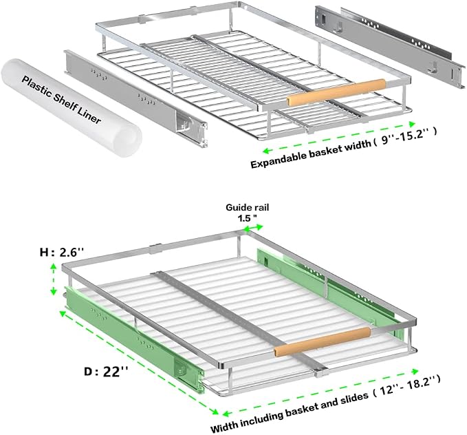 Pull Out Cabinet Drawer Organizer, Heavy Duty Slide Out Pantry Shelves Sliding - Image 3