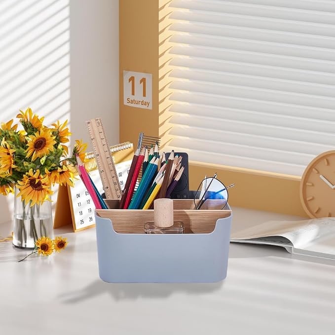 2 Pack Gray Desk Storage Organizer, Desk Organizers and Remote Control Caddy - Image 5