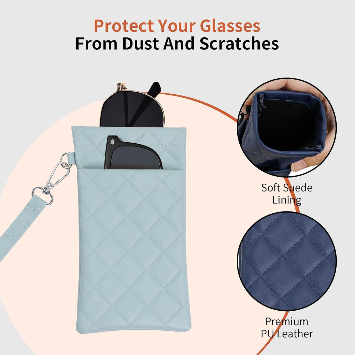 Double Eyeglass Case Soft Dual Glasses Case for Women Men Travel