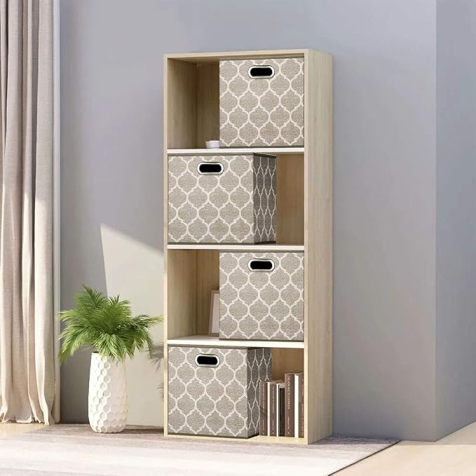 i BKGOO Cloth Storage Bins Set of 4 Thick Fabric Drawers Foldable Cubes Basket - Image 5