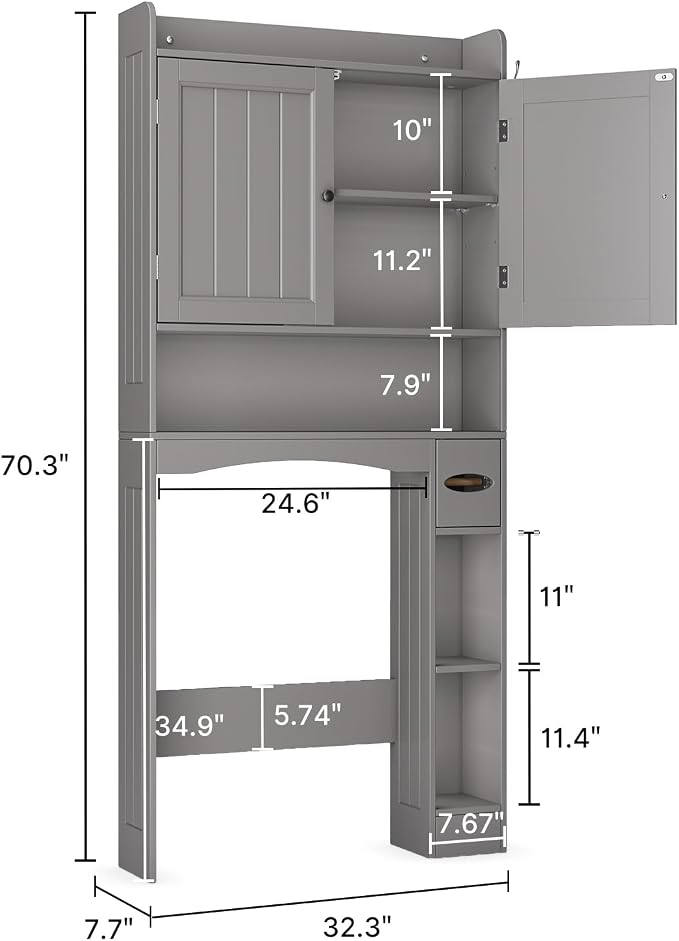 Ahomly Over The Toilet Storage Cabinet, 32.3" W Over Toilet Bathroom Organizer - Image 2