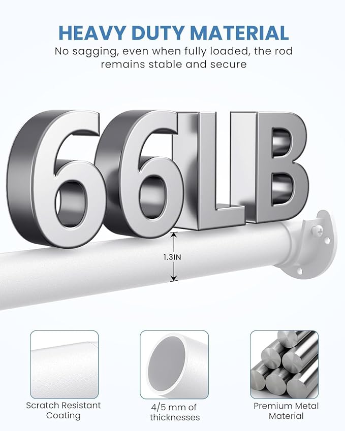 3 PACK Closet Rods for Hanging Clothes, 17 to 39 Inches Stepless Adjustable - Image 4