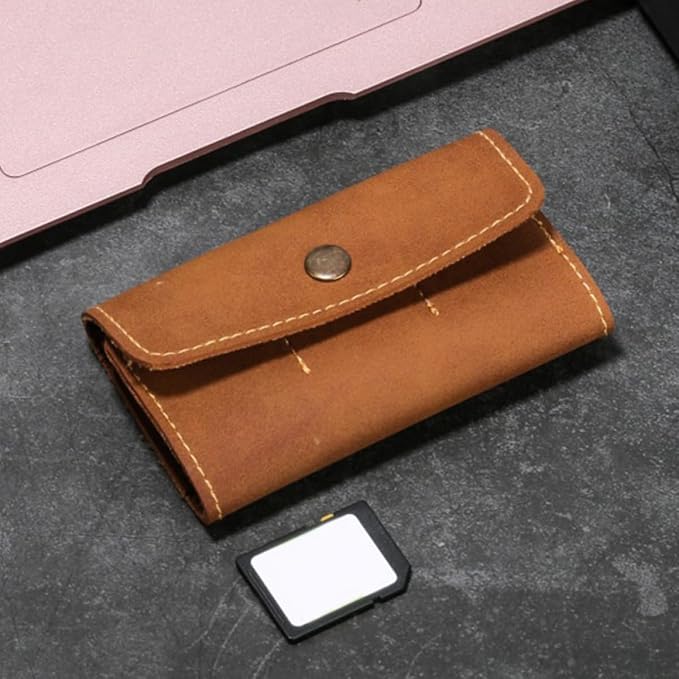DOITOOL 2pcs Retro PU Memory Card Case Holder Organizer Secure Snap Closure - Image 4