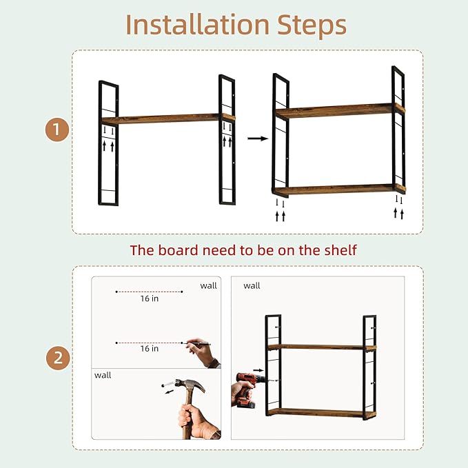 Floating Book Shelves for Wall, 2-Layer Wall Bookshelf for Book Storage - Image 7