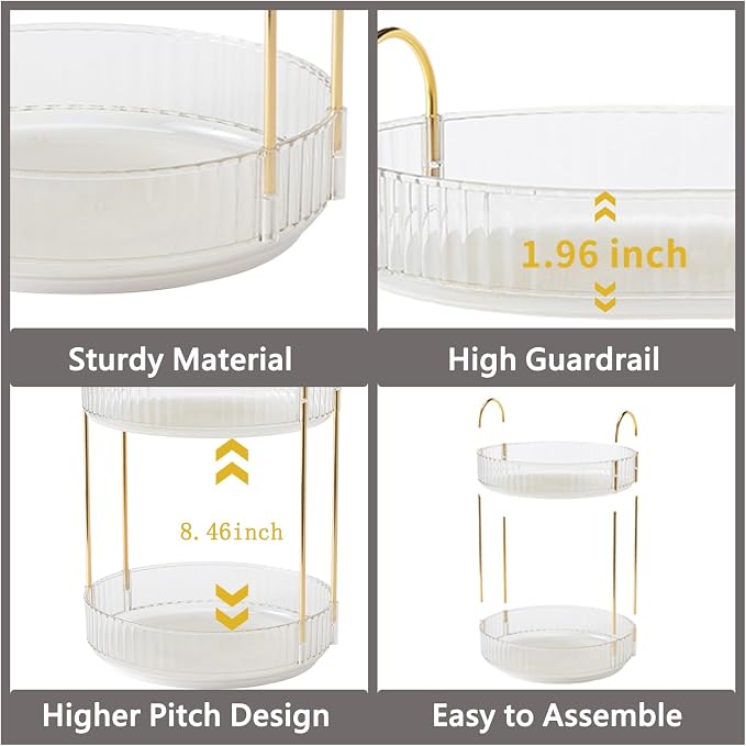 360 Rotating Makeup Organizer, 2 Tier Large Capacity Make Up Organizers and - Image 4