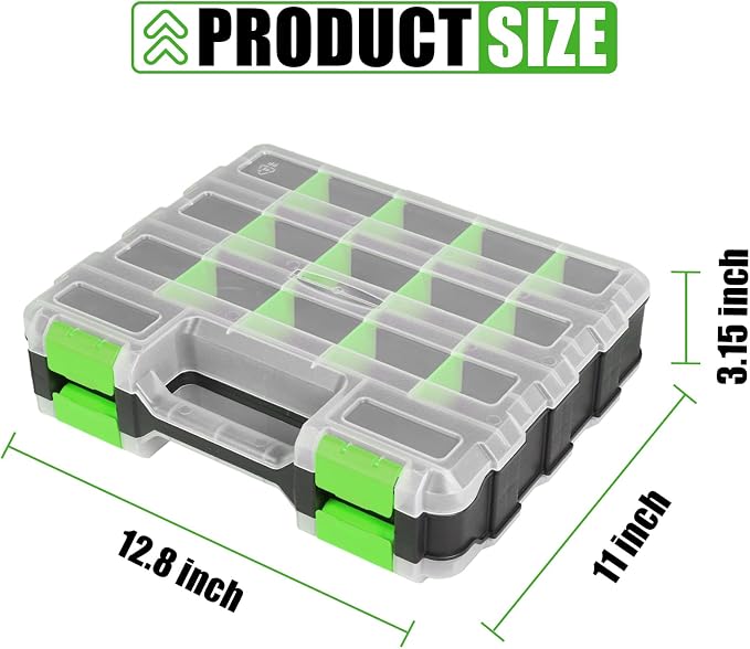 Generic Tool Box with Transparent Lid, Double Side 34-Compartments Organizer - Image 2