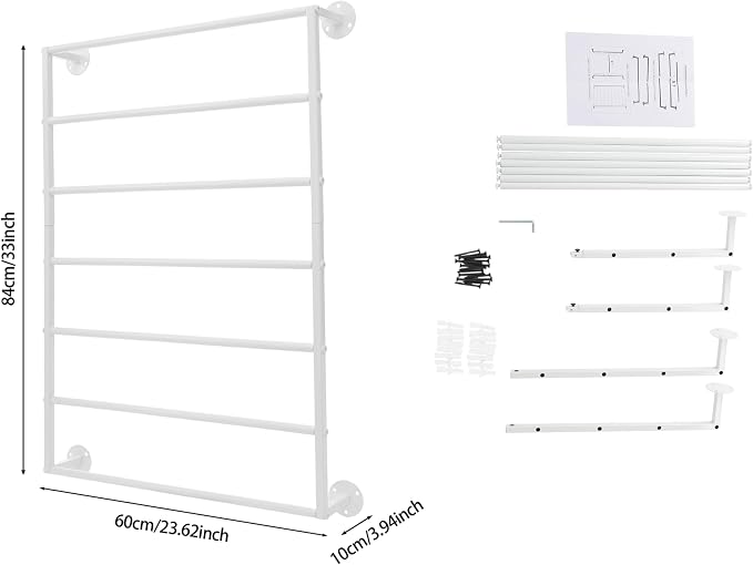 Wall Mounted Display Rack, 7-Layer Wrapping Paper Ribbon Organizer Scarves Tie - Image 6