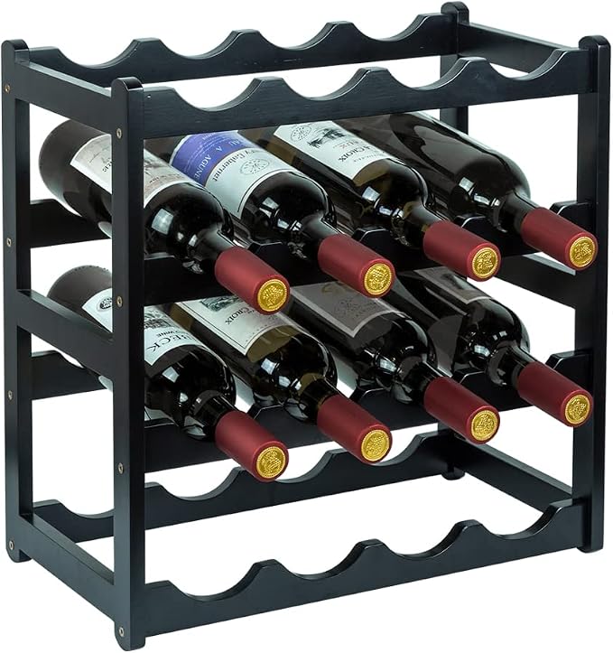 Bamboo Wine Rack, Sturdy and Durable Wine Storage Cabinet Shelf, Wine Racks by Homevany