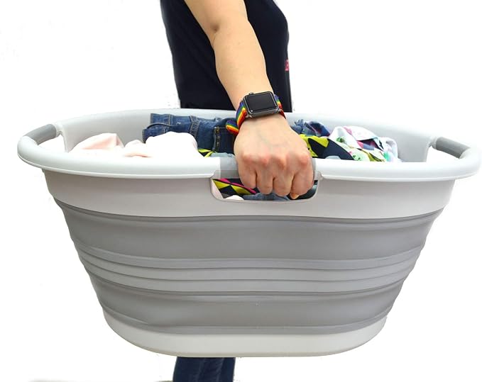 SAMMART 57L Collapsible 3-Handled Plastic Laundry Basket - Image 5