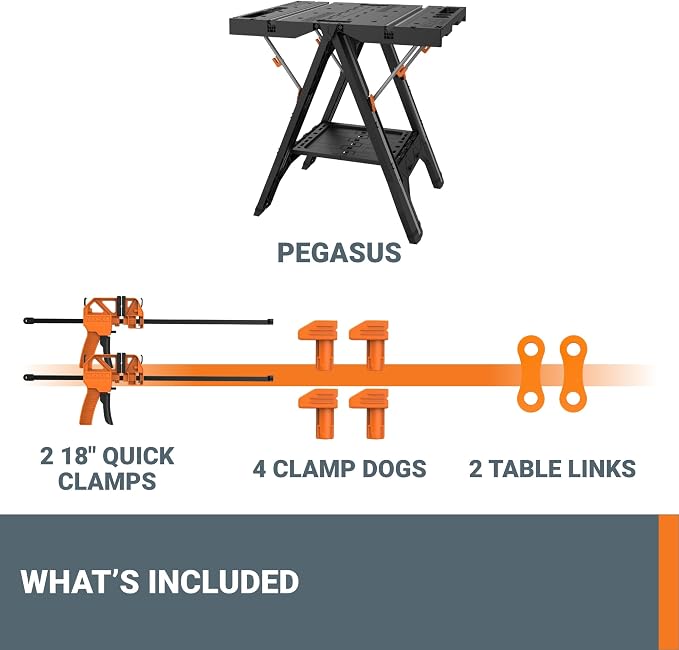 Worx Pegasus 2-in-1 Folding Work Table & Sawhorse, Easy Setup Portable Workbench - Image 6
