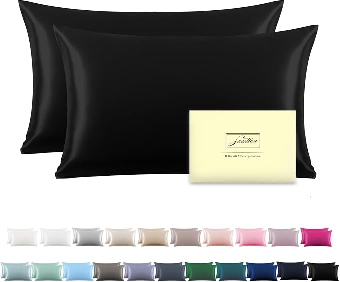 Silk Pillowcase for Hair and Skin, Breathable and Sliky 100% Silk Pillowcases by Suatien