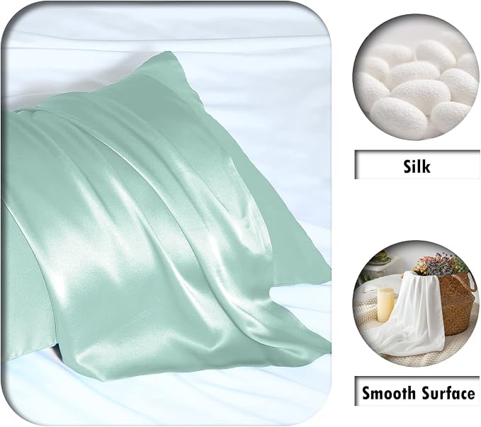 Silk Pillowcase for Hair and Skin, Breathable and Sliky Queen Silk Pillow Case - Image 2
