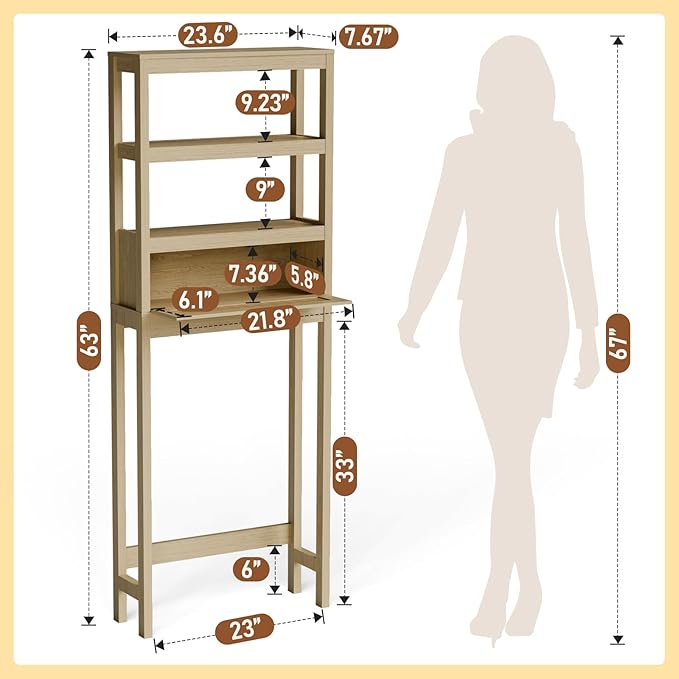 Over The Toilet Storage Cabinet, 3-Tier Behind Toilet Bathroom Organizer - Image 2