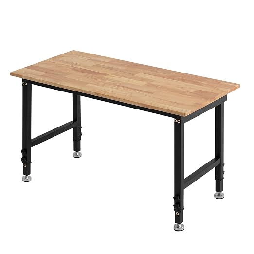 VEVOR Adjustable Workbench, 1500 lbs Capacity, 48 x 24 Inch Oak Wood Top by VEVOR