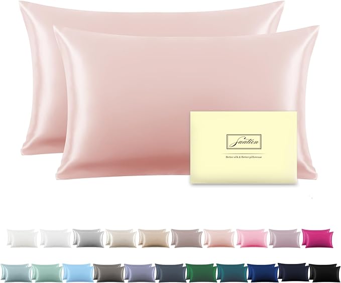 Silk Pillow Cases 2 Pack Soft Breathable and Sliky Queen Size Pillow Cases Set by Suatien