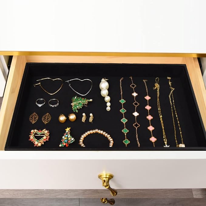 Velvet Jewelry Tray for Drawers Black Jewelrys Display Tray Stackable Jewelry - Image 7