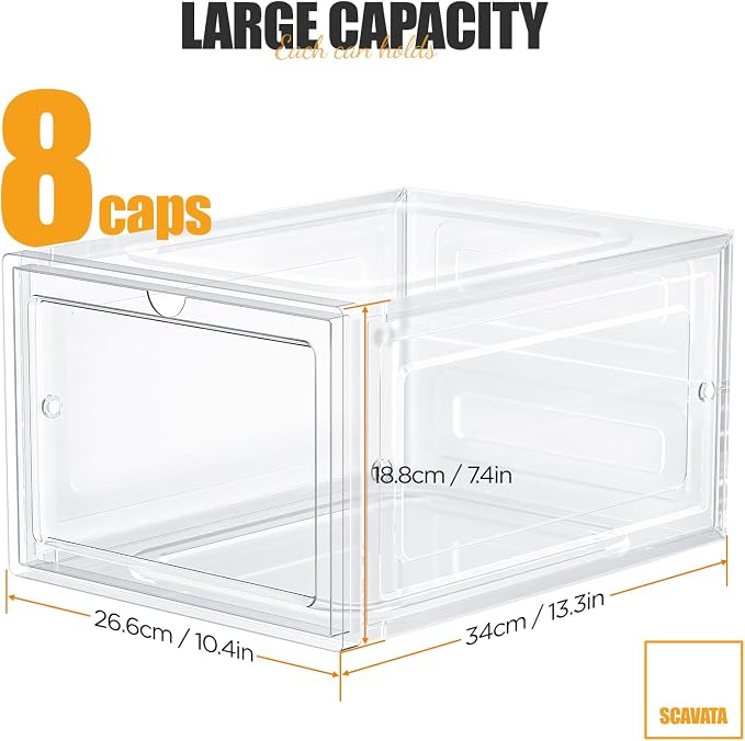 Hat Organizer Box, Stackable Clear Baseball Caps Holder Box Containers - Image 4