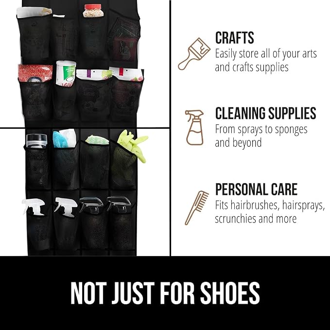 GORILLA GRIP Over the Door Shoe Organizer, 24 Extra Large Breathable Mesh - Image 7