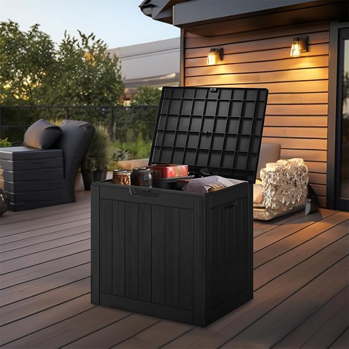 30 Gallon Resin Deck Box, Lockable Outdoor Storage Box - Image 6